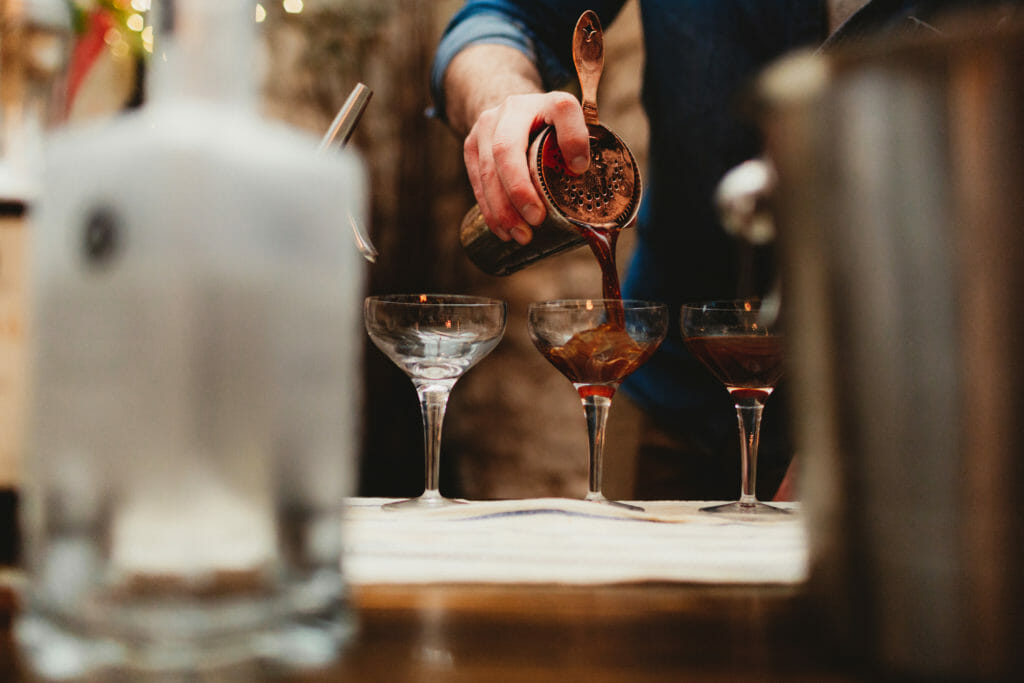 Cocktail mixologist Spike Van de Merwe mixing up a Maraba Coffee Liqueur Cocktail - Gorilla Spirits Co.