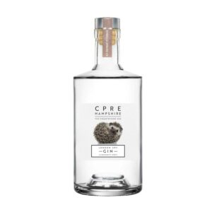 Bottle of CPRE Gin on a white background.